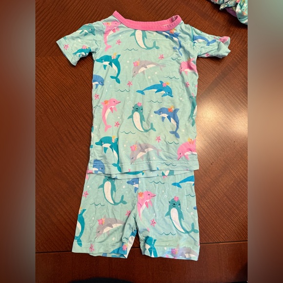 Little Sleepies Other - Little Sleepies Blue and Pink Pajama Set with Dolphin Print